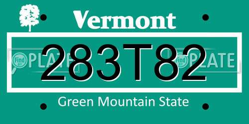 283T82 Vermont License Plate