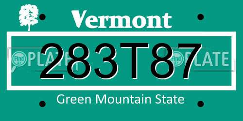 283T87 Vermont License Plate