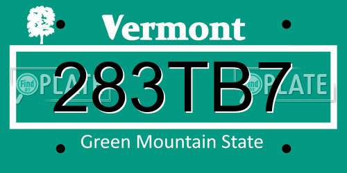 283TB7 Vermont License Plate