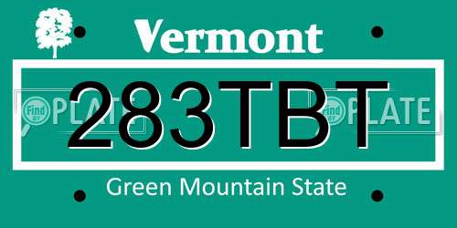 283TBT Vermont License Plate