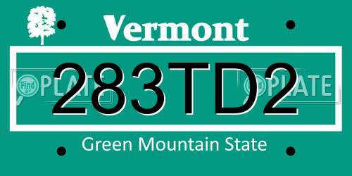 283TD2 Vermont License Plate