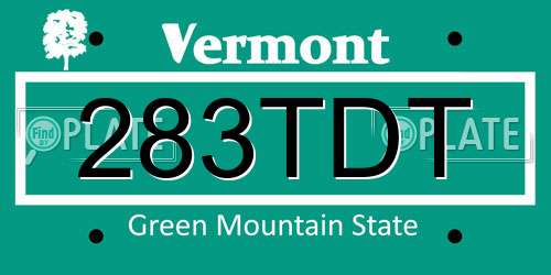 283TDT Vermont License Plate