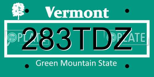 283TDZ Vermont License Plate