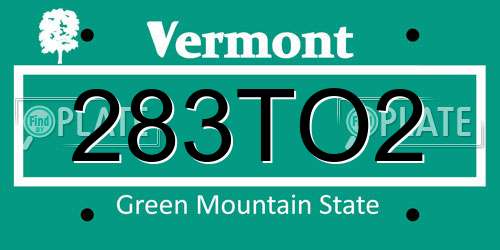 283TO2 Vermont License Plate
