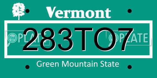 283TO7 Vermont License Plate