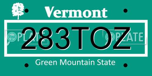283TOZ Vermont License Plate