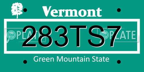283TS7 Vermont License Plate