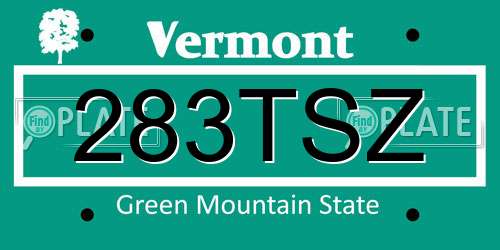 283TSZ Vermont License Plate
