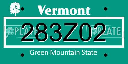 283Z02 Vermont License Plate