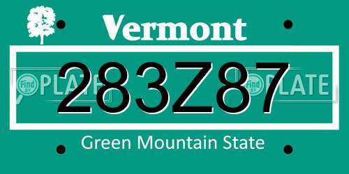 283Z87 Vermont License Plate