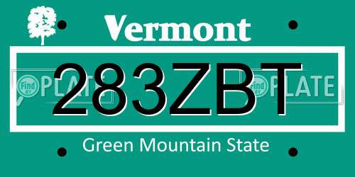 283ZBT Vermont License Plate