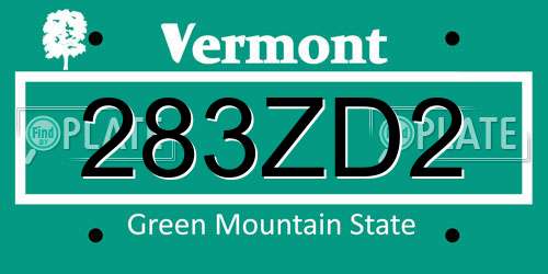 283ZD2 Vermont License Plate