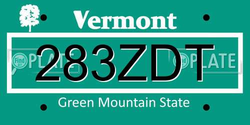 283ZDT Vermont License Plate