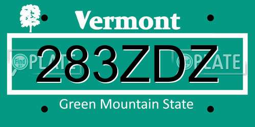 283ZDZ Vermont License Plate