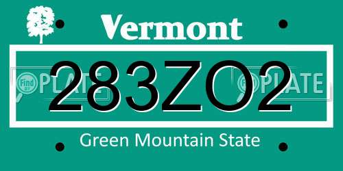283ZO2 Vermont License Plate