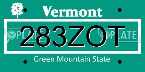 283ZOT Vermont License Plate