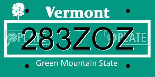 283ZOZ Vermont License Plate