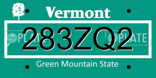 283ZQ2 Vermont License Plate