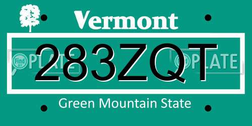 283ZQT Vermont License Plate