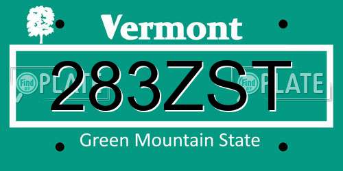 283ZST Vermont License Plate