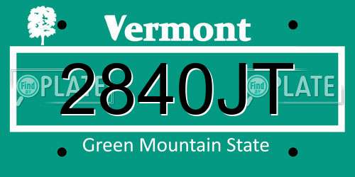 2840JT Vermont License Plate