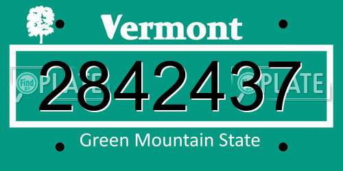 2842437 Vermont License Plate