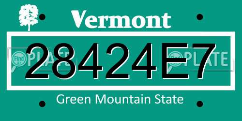 28424E7 Vermont License Plate