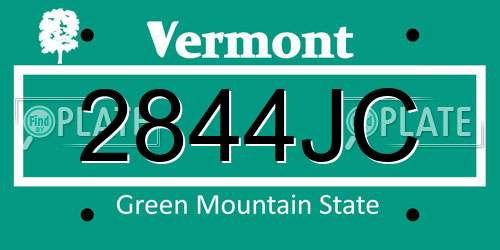 2844JC Vermont License Plate