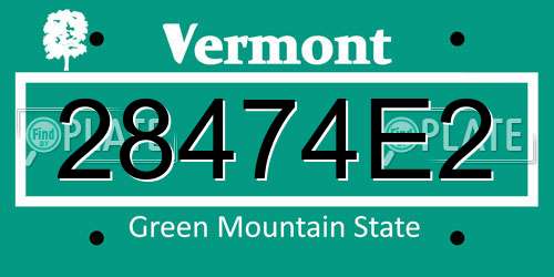 28474E2 Vermont License Plate