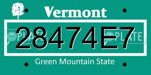 28474E7 Vermont License Plate