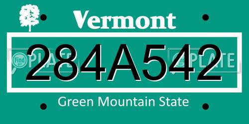 284A542 Vermont License Plate