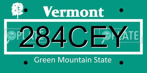 284CEY Vermont License Plate
