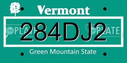 284DJ2 Vermont License Plate