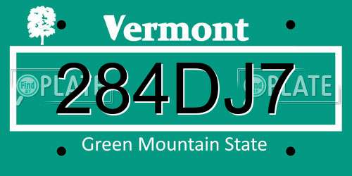 284DJ7 Vermont License Plate