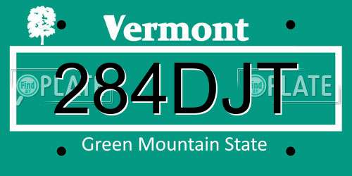 284DJT Vermont License Plate