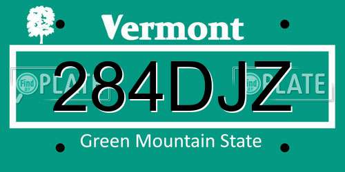 284DJZ Vermont License Plate