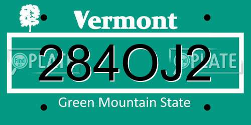 284OJ2 Vermont License Plate