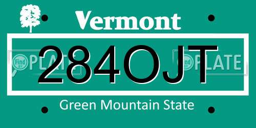 284OJT Vermont License Plate