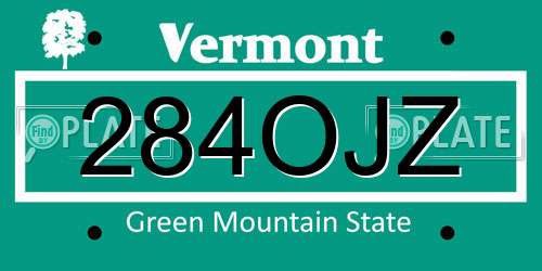 284OJZ Vermont License Plate