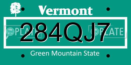 284QJ7 Vermont License Plate