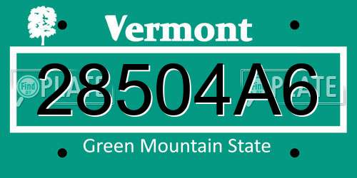 28504A6 Vermont License Plate