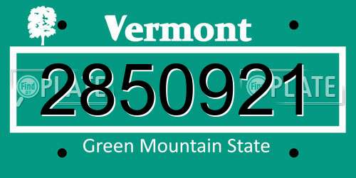 2850921 Vermont License Plate