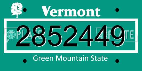 2852449 Vermont License Plate