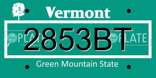 2853BT Vermont License Plate