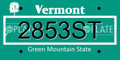 2853ST Vermont License Plate