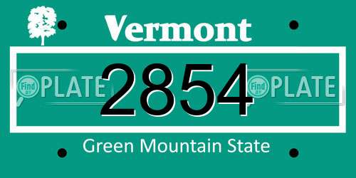 2854 Vermont License Plate