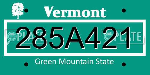 285A421 Vermont License Plate