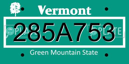 285A753 Vermont License Plate