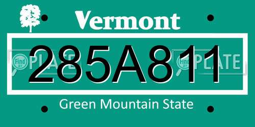285A811 Vermont License Plate