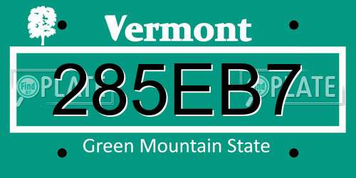 285EB7 Vermont License Plate